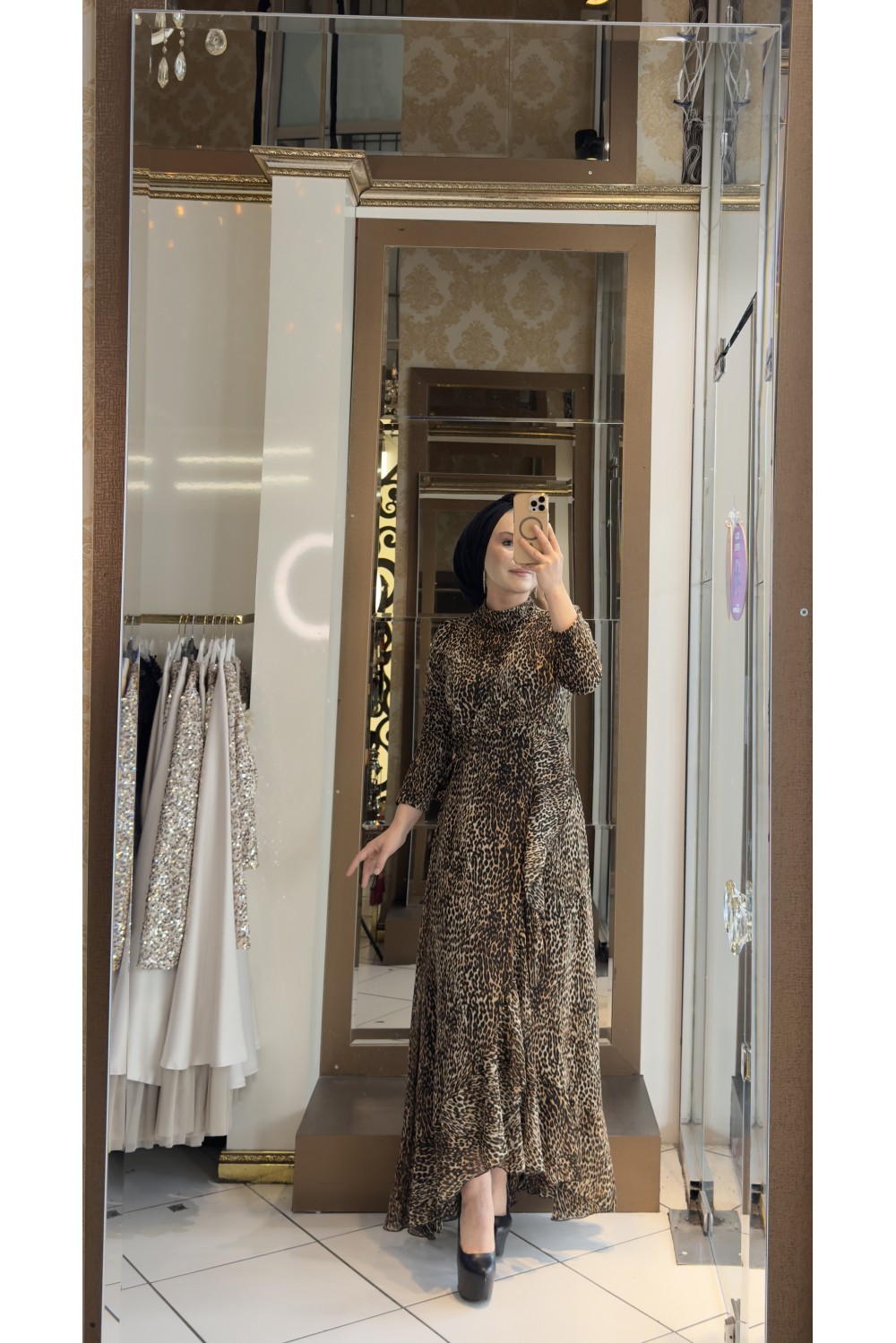 Pınarşems Şifon Leopar Elbise